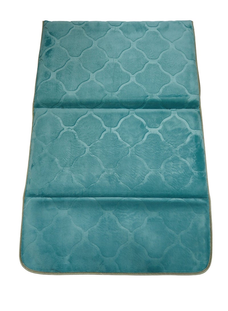 Yuwell Foldable Prayer Mat with Back Support & Carrying Bag, 2-in-1 Prayer Rug Sajadah, Anti-Slip Islamic Salah Mat Soft Velvet Mat 110×65CM for Men & Women, Portable Ramadan & Eid Gift Marine Blue - Image 4